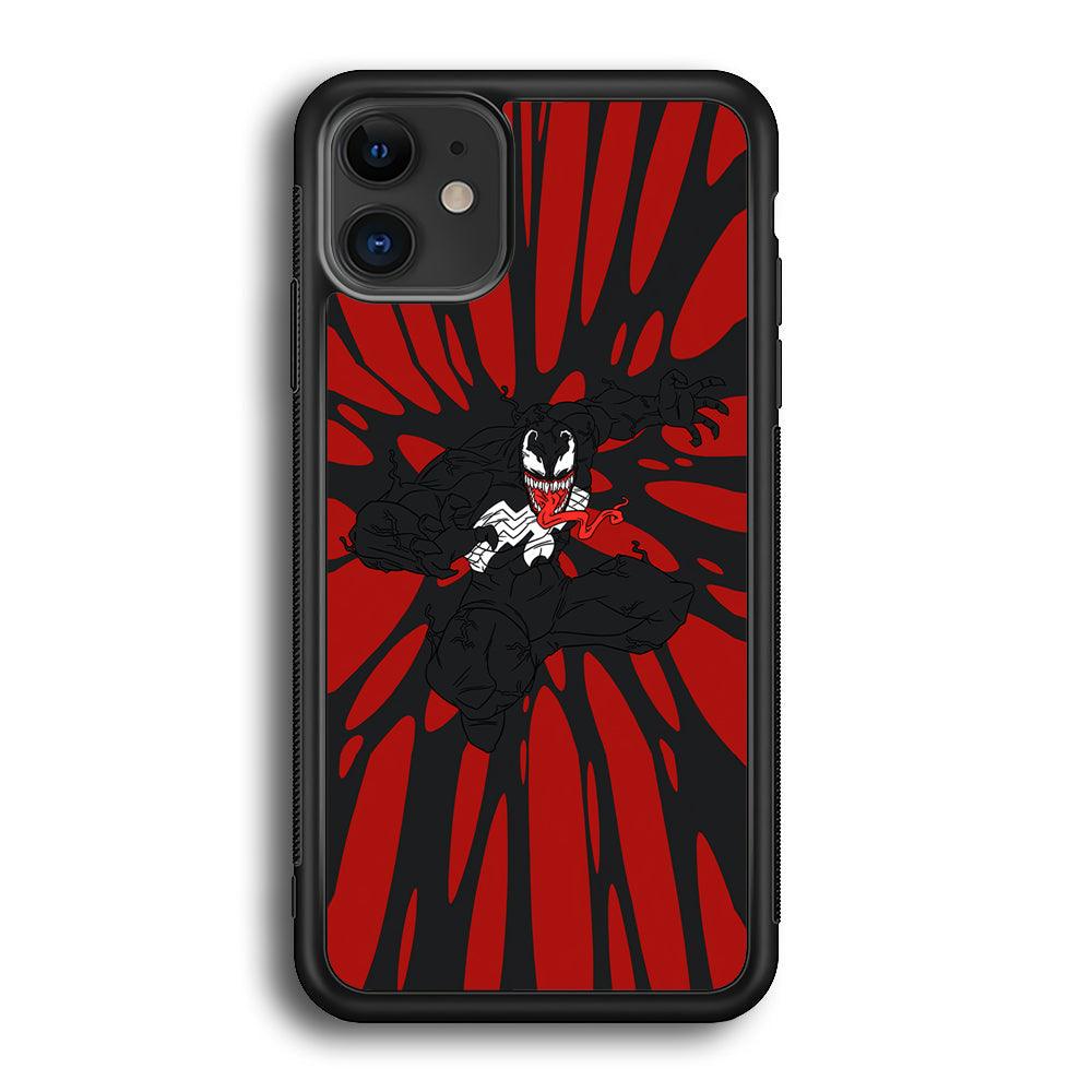 Venom The Nightmare Jump iPhone 12 Case-Rubber Black (2D Case)-Oxvistore