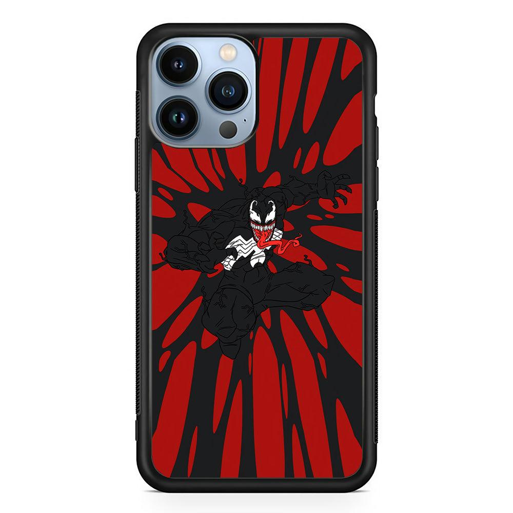 Venom The Nightmare Jump iPhone 14 Pro Max Case-Rubber Black (2D Case)-Oxvistore