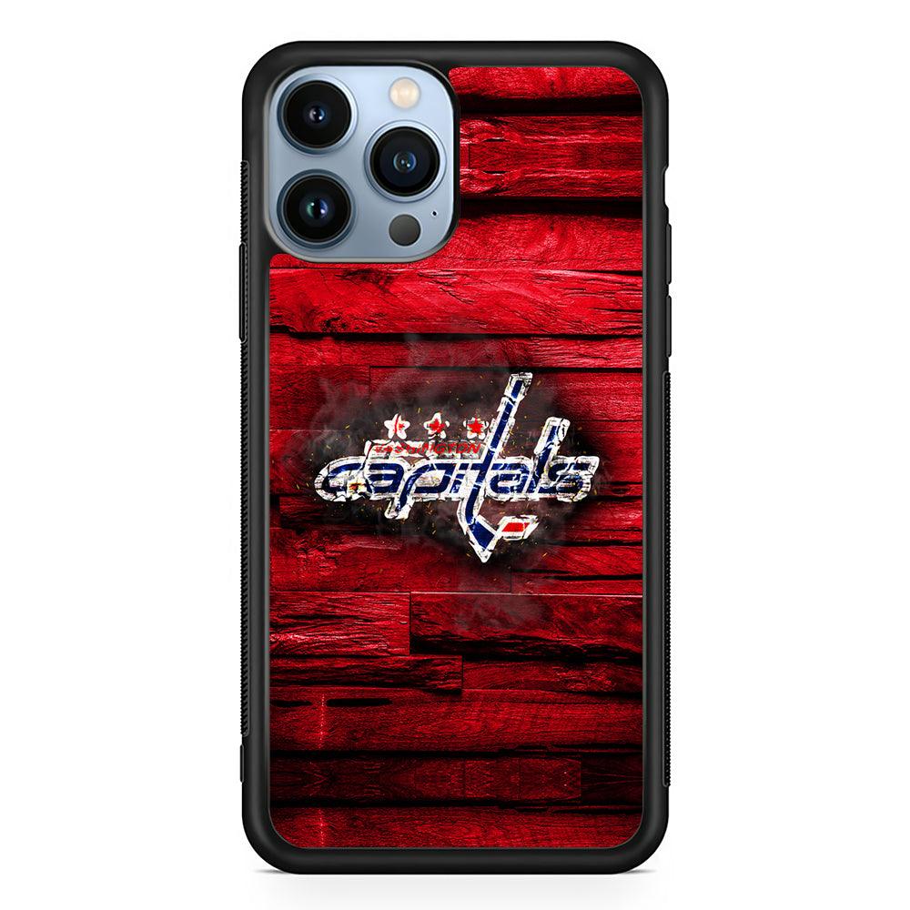 Washington Capitals Wood 2D Rubber Phone Case-Black-Oxvistore