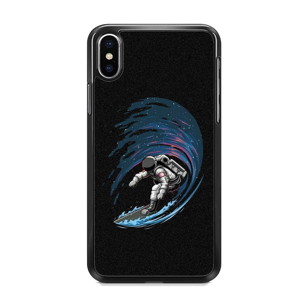 Wave In Space iPhone XS Case-Rubber Black (2D Case)-Oxvistore