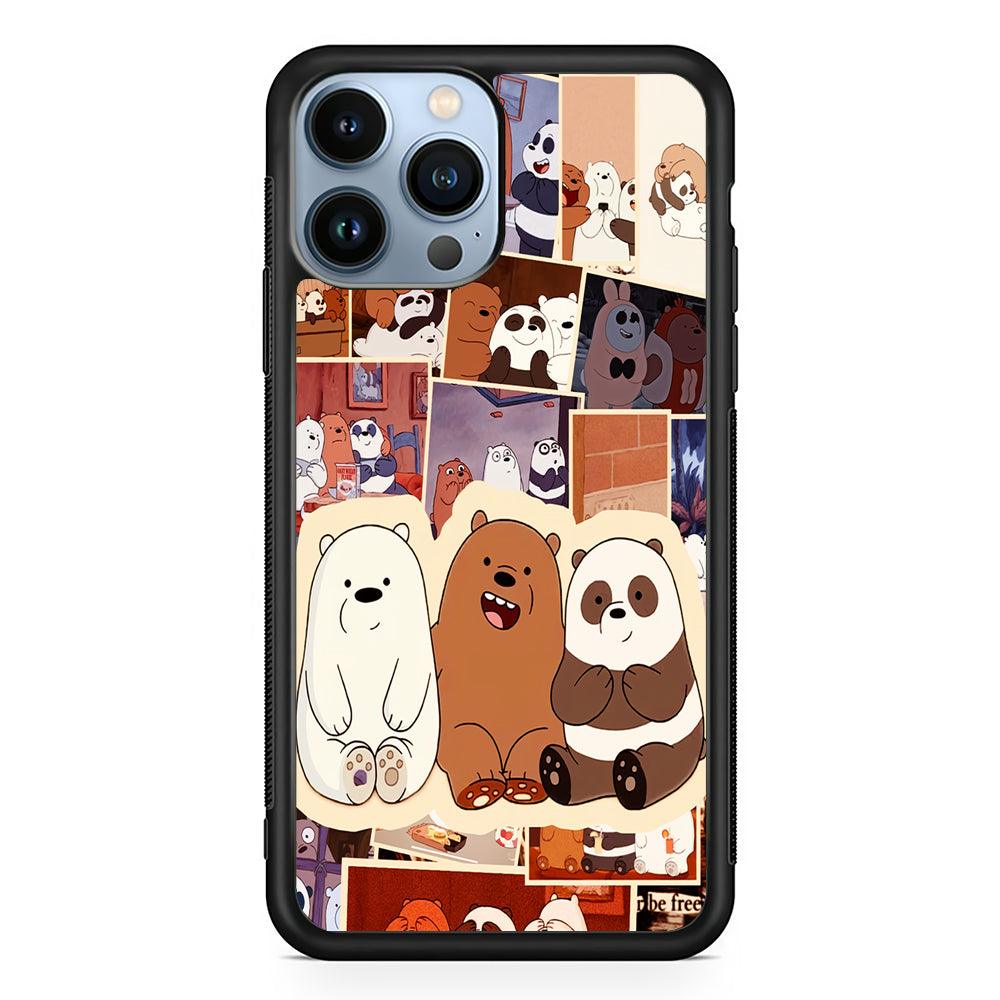 We Bare Bears Aaesthetic 2D Rubber Phone Case-Black-Oxvistore
