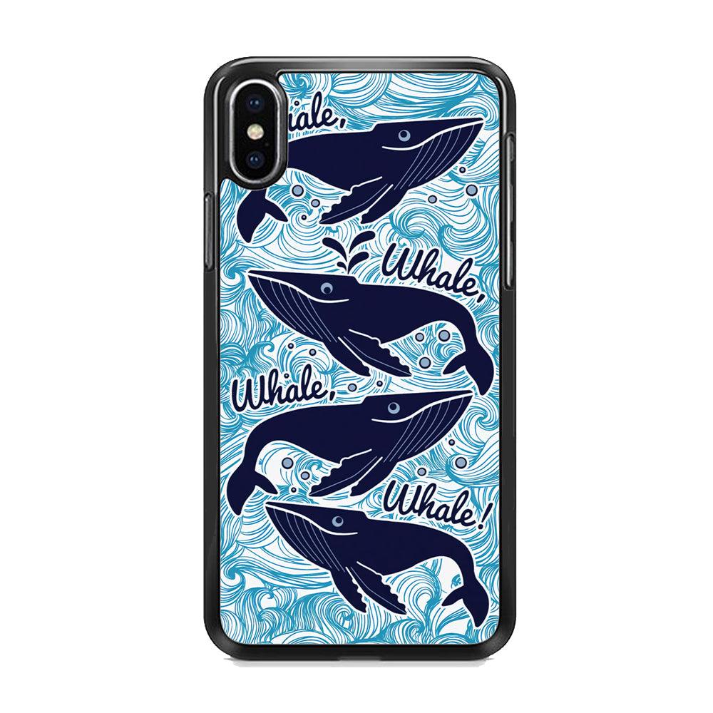 Whale Wave Oceanic iPhone X Case-Rubber Black (2D Case)-Oxvistore