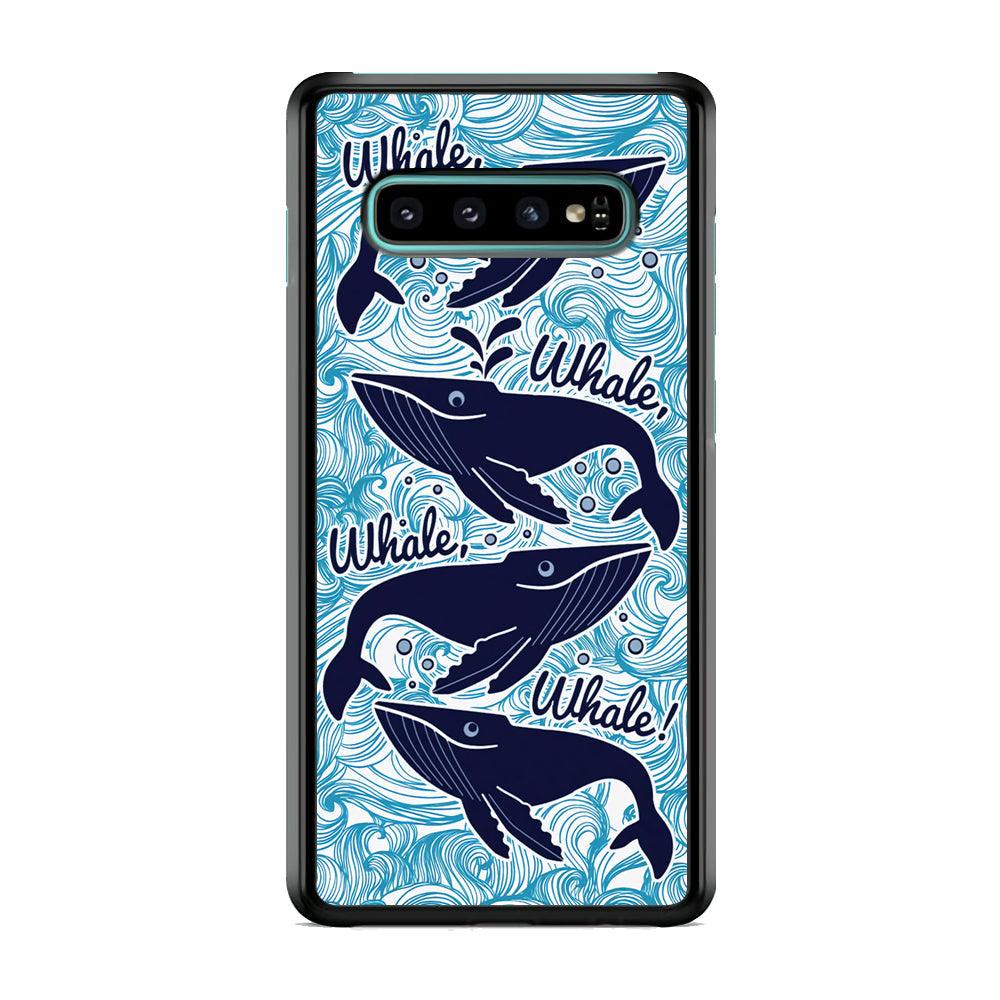 Whale Wave Oceanic Samsung Galaxy S10 Case-Rubber Black (2D Case)-Oxvistore