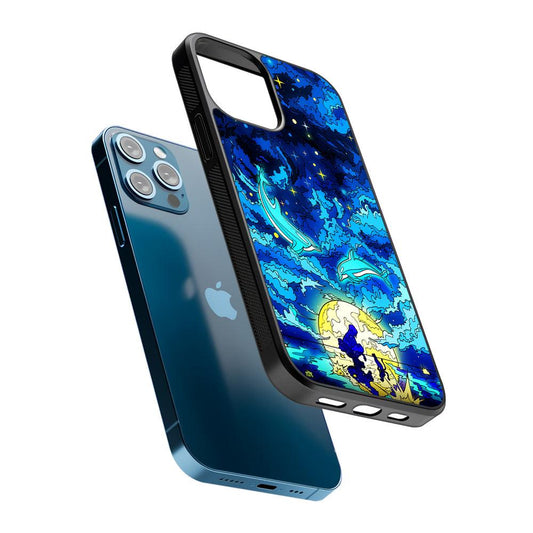 Whales Swimming in The Sky 2D Rubber Phone Case-Oxvistore