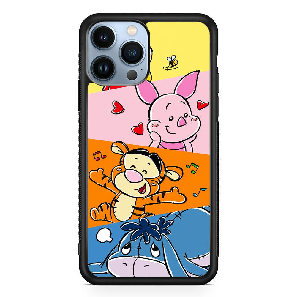 Winnie The Pooh Baby Character 2D Rubber Phone Case-Black-Oxvistore