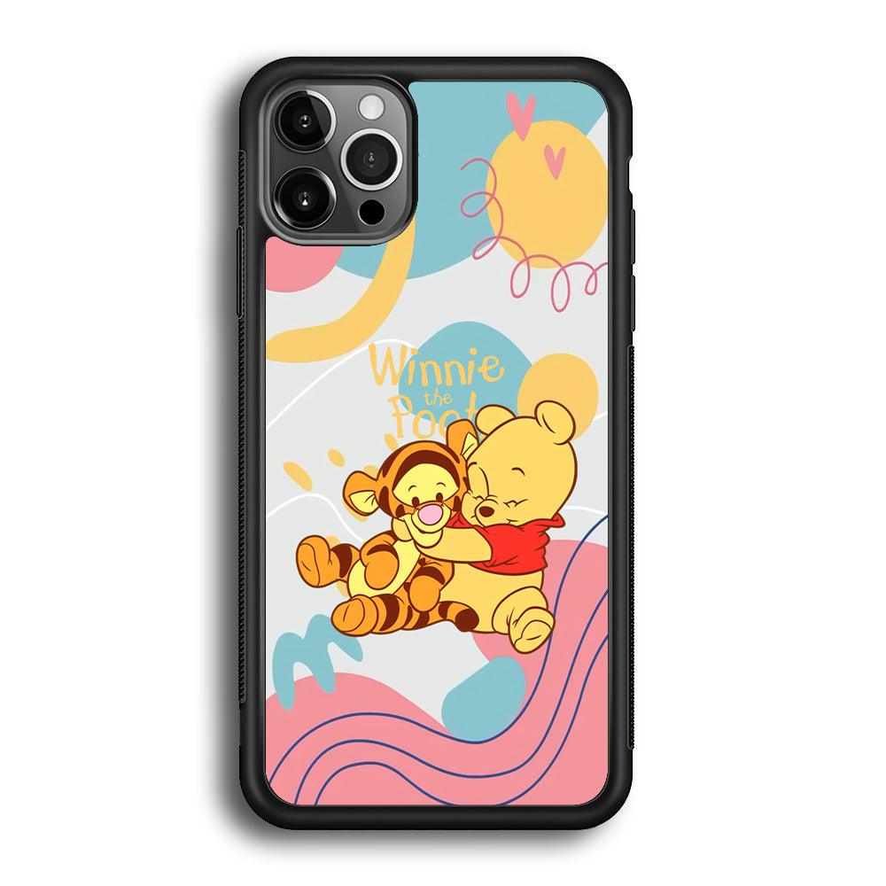 Winnie The Pooh Hug Wholeheartedly iPhone 12 Pro Case-Rubber Black (2D Case)-Oxvistore