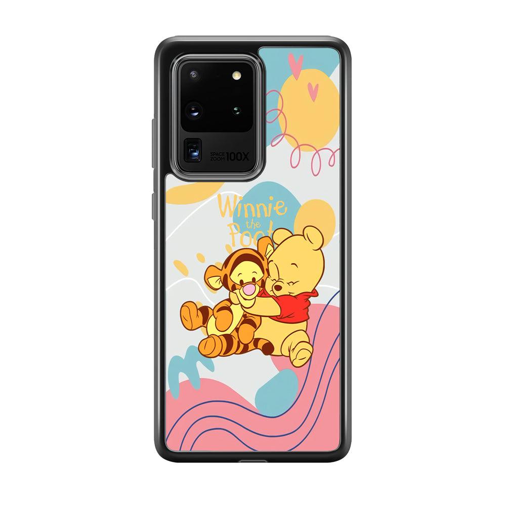 Winnie The Pooh Hug Wholeheartedly Samsung Galaxy S20 Ultra Case-Rubber Black (2D Case)-Oxvistore