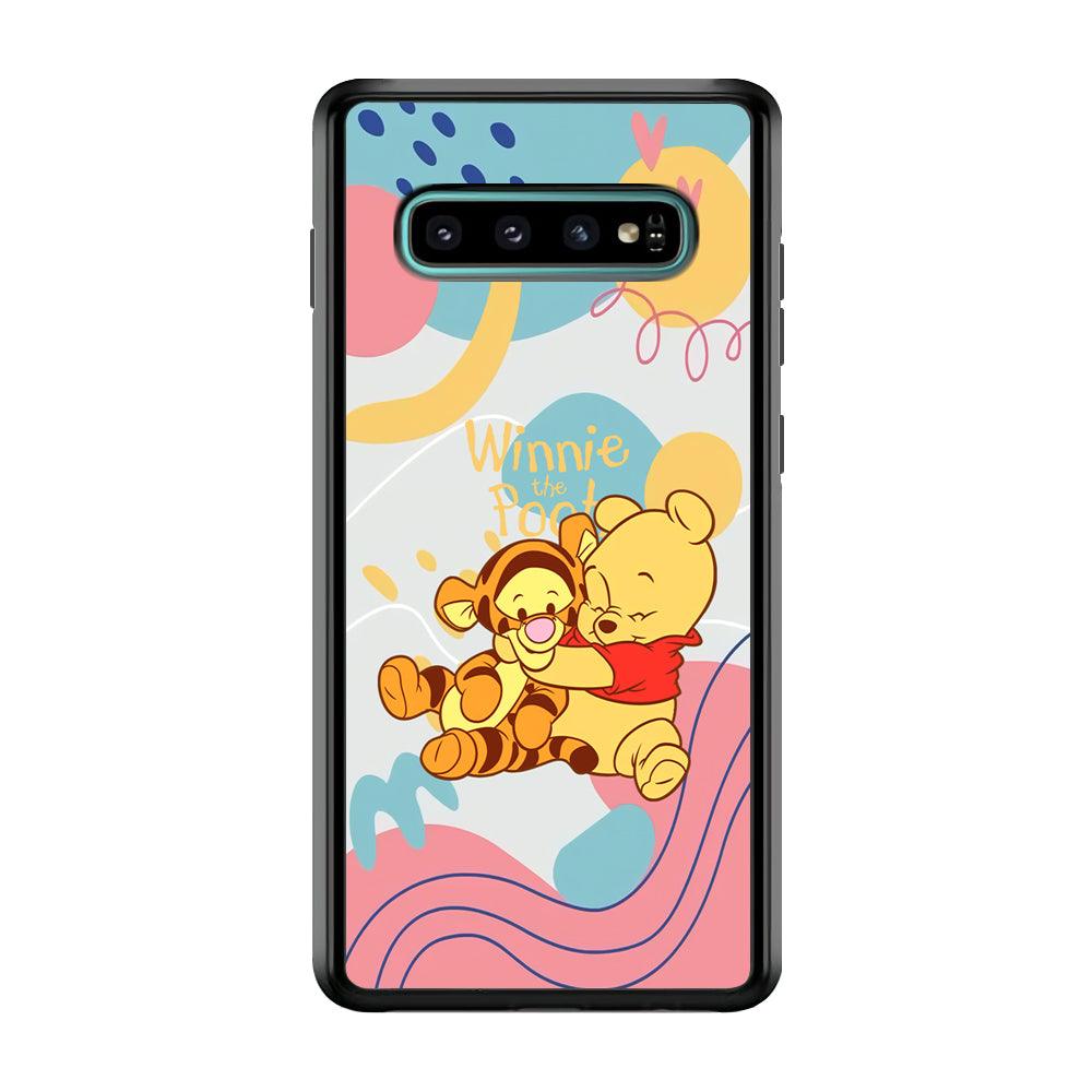Winnie The Pooh Hug Wholeheartedly Samsung Galaxy S10 Case-Rubber Black (2D Case)-Oxvistore