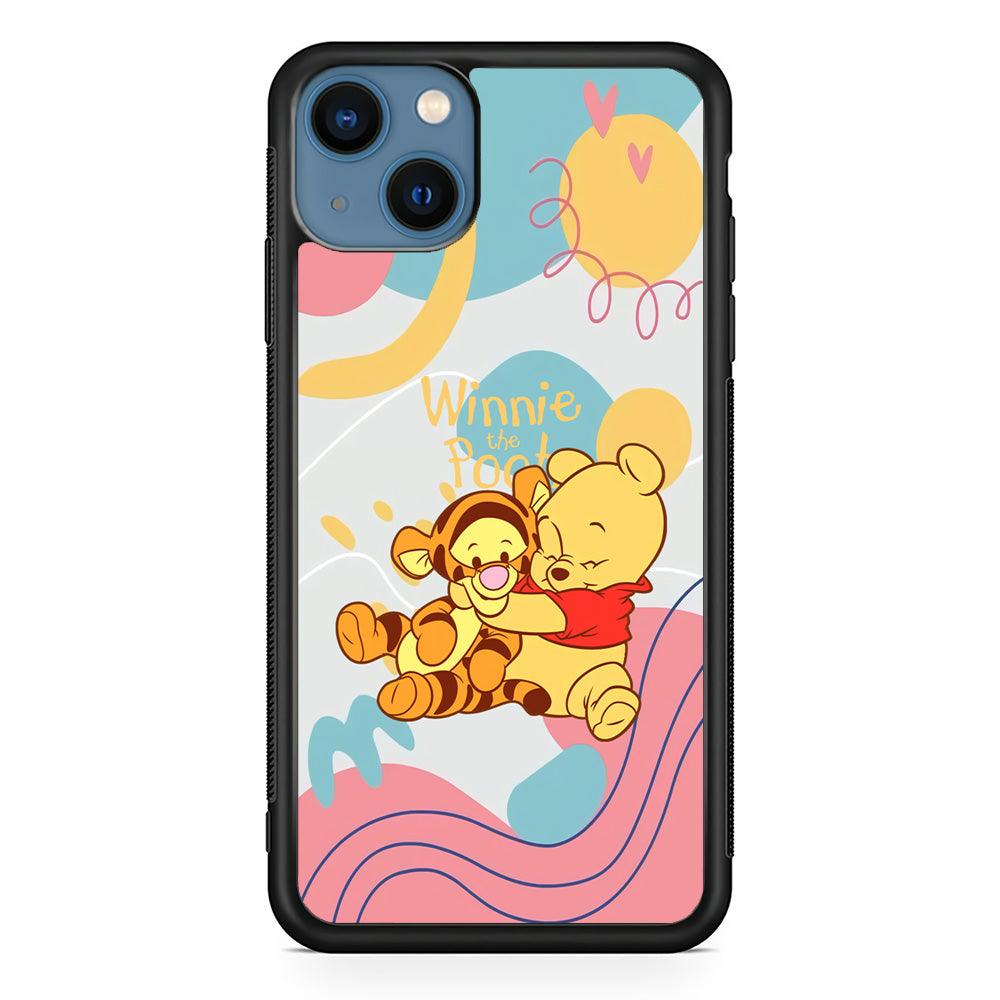 Winnie The Pooh Hug Wholeheartedly iPhone 13 Case-Rubber Black (2D Case)-Oxvistore