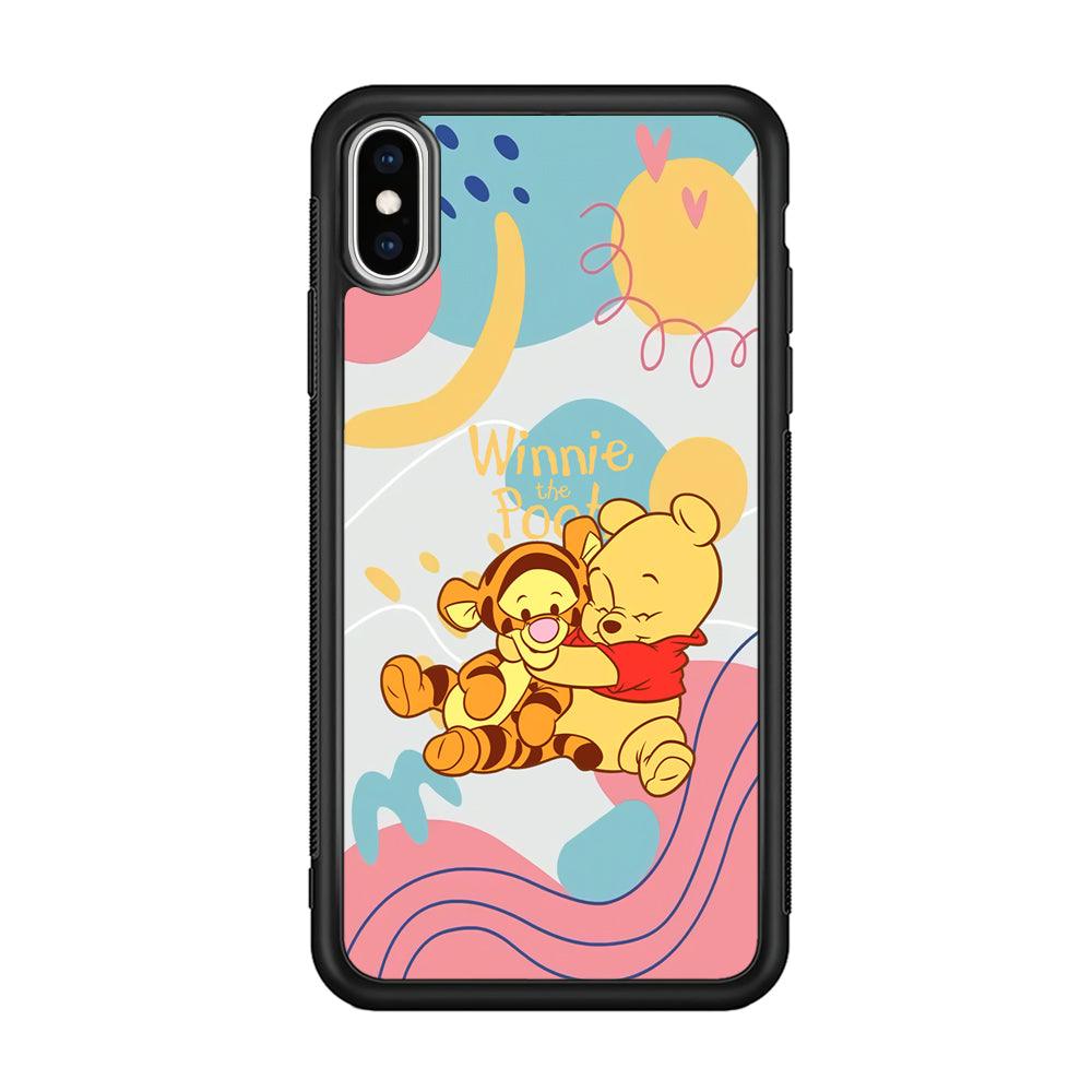 Winnie The Pooh Hug Wholeheartedly iPhone XS Case-Rubber Black (2D Case)-Oxvistore