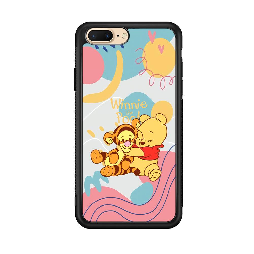 Winnie The Pooh Hug Wholeheartedly iPhone 8 Plus Case-Rubber Black (2D Case)-Oxvistore