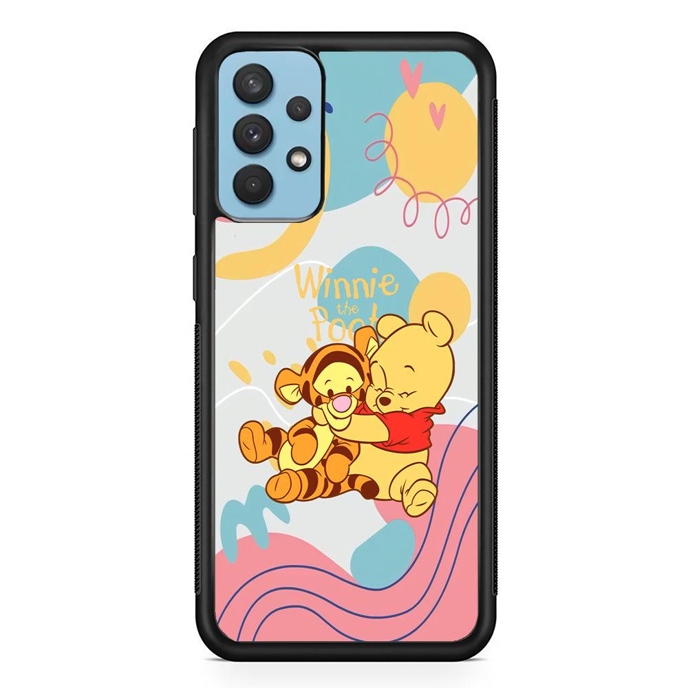 Winnie The Pooh Hug Wholeheartedly Samsung Galaxy A32 Case-Rubber Black (2D Case)-Oxvistore