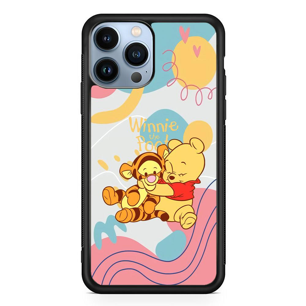 Winnie The Pooh Hug Wholeheartedly iPhone 14 Pro Max Case-Rubber Black (2D Case)-Oxvistore