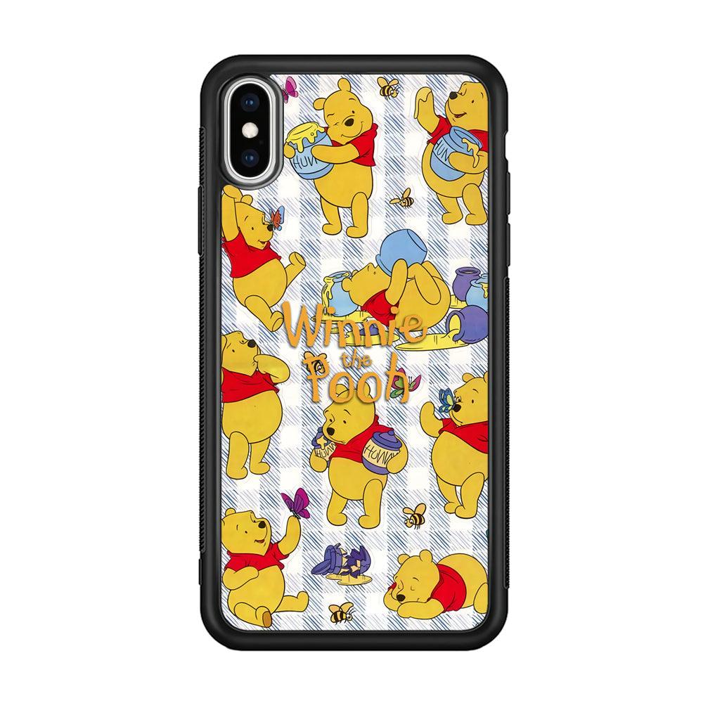 Winnie The Pooh Moment in A Day iPhone XS Case-Rubber Black (2D Case)-Oxvistore