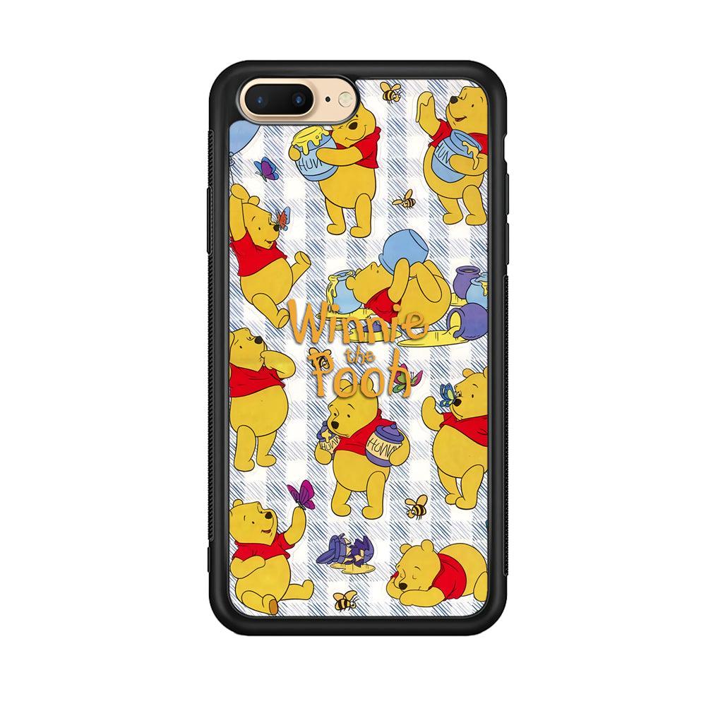 Winnie The Pooh Moment in A Day iPhone 8 Plus Case-Rubber Black (2D Case)-Oxvistore