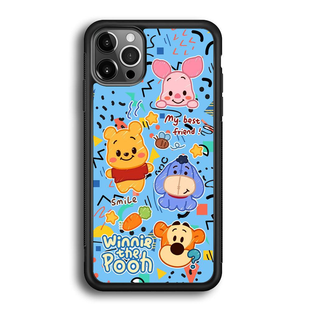 Winnie The Pooh The Best Friend iPhone 12 Pro Case-Rubber Black (2D Case)-Oxvistore