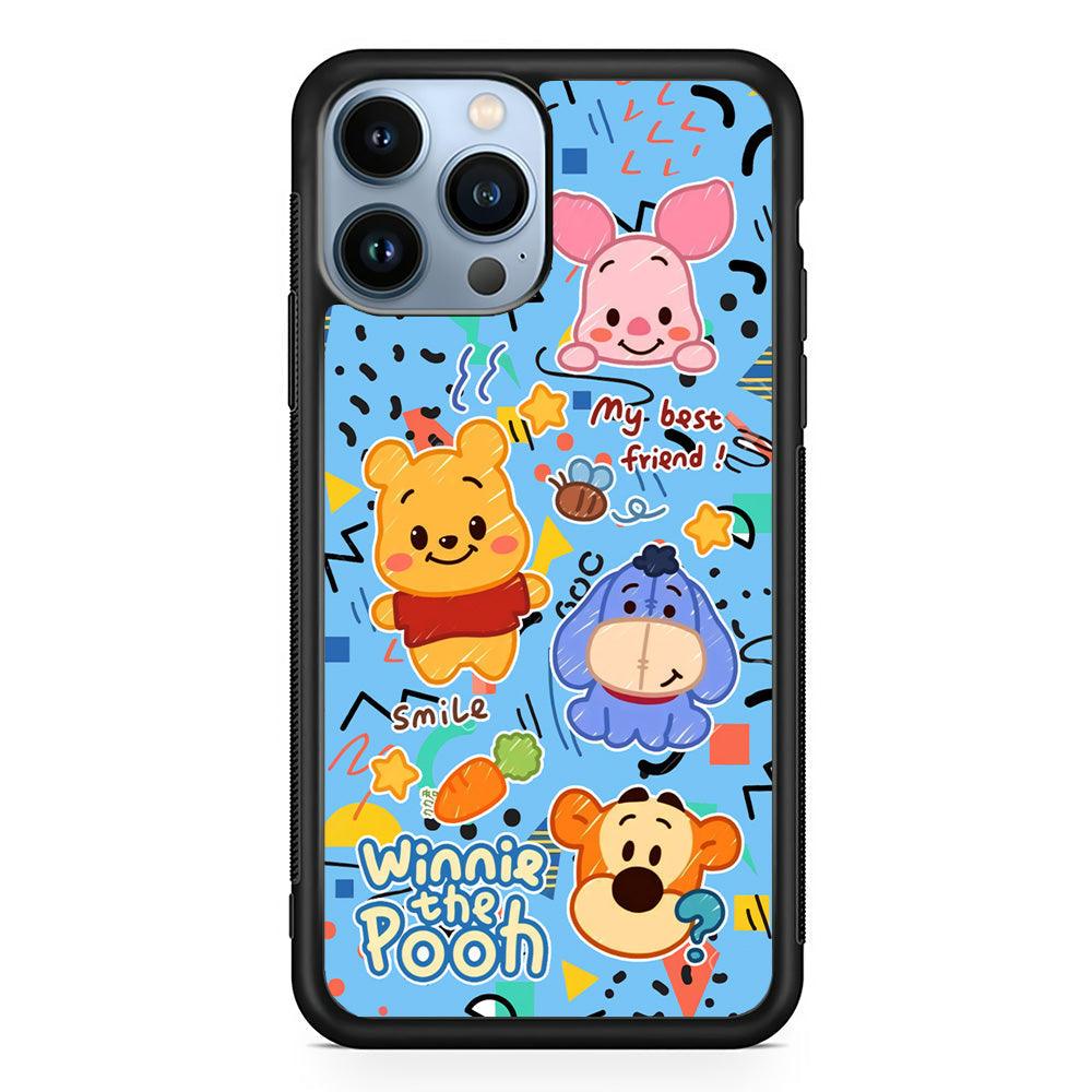 Winnie The Pooh The Best Friend iPhone 15 Pro Case-Rubber Black (2D Case)-Oxvistore