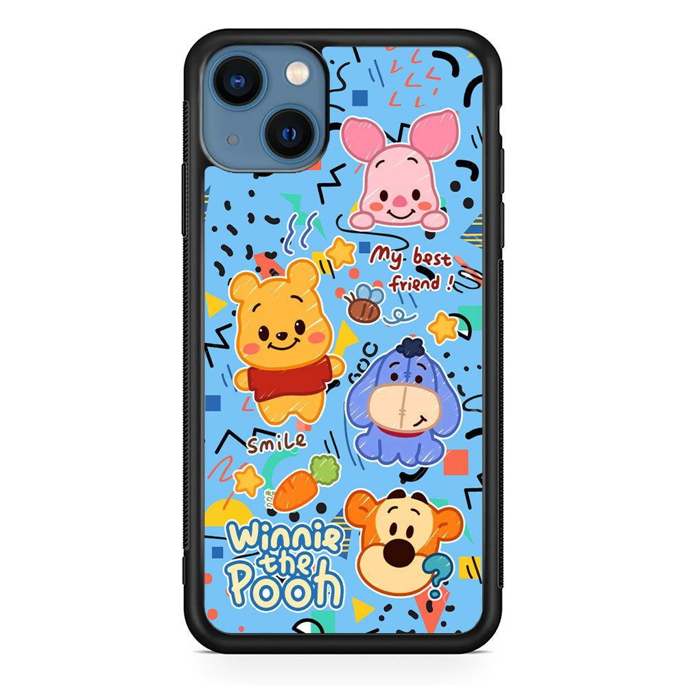 Winnie The Pooh The Best Friend iPhone 14 Plus Case-Rubber Black (2D Case)-Oxvistore