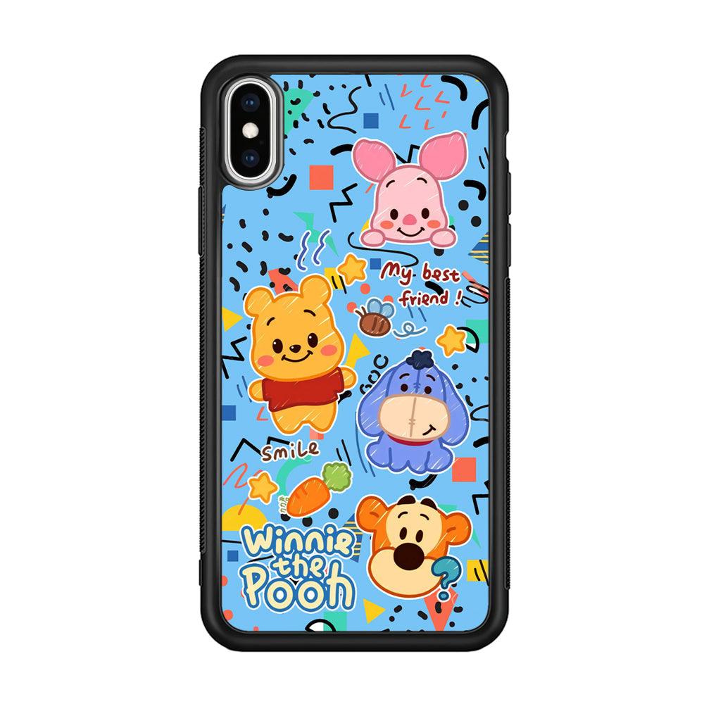 Winnie The Pooh The Best Friend iPhone X Case-Rubber Black (2D Case)-Oxvistore