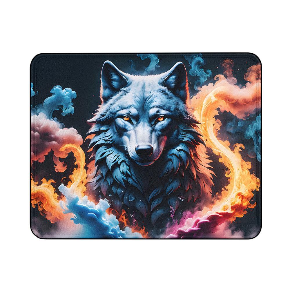 Wolf With Colorful Smoke Mouse Pads | Custom Mouse Pad with Non-Slip Rubber Base