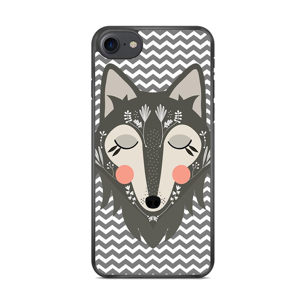 Wolf Bravey Visage iPhone 7 Case-Rubber White (2D Case)-Oxvistore