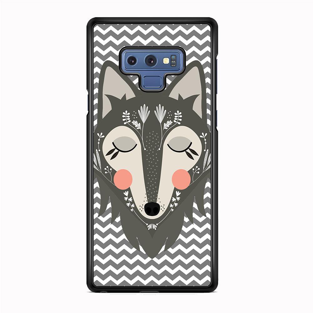 Wolf Bravey Visage Samsung Galaxy Note 9 Case-Rubber White (2D Case)-Oxvistore