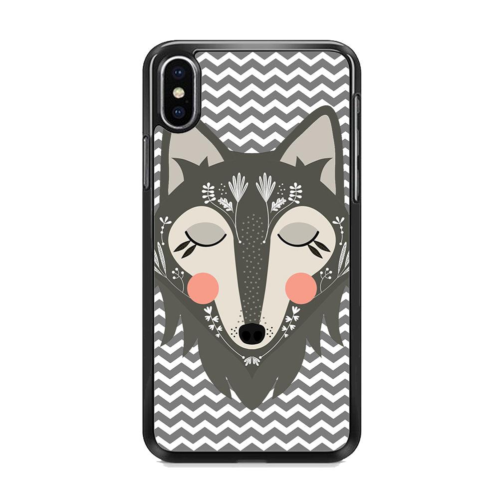 Wolf Bravey Visage iPhone X Case-Rubber White (2D Case)-Oxvistore