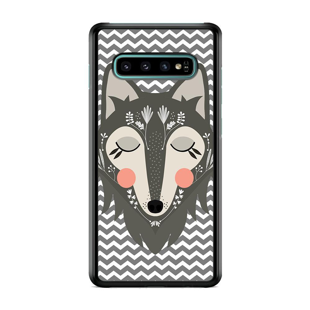 Wolf Bravey Visage Samsung Galaxy S10 Case-Rubber Black (2D Case)-Oxvistore