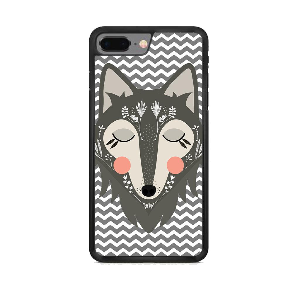 Wolf Bravey Visage iPhone 7 Plus Case-Rubber Black (2D Case)-Oxvistore