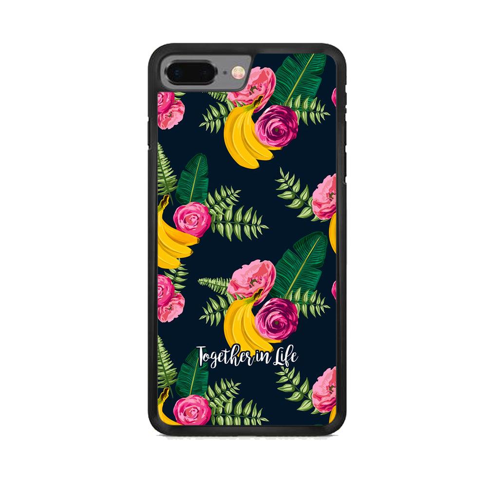 Word in Fruit Pattern 'Together in Life' iPhone 8 Plus Case-Rubber Black (2D Case)-Oxvistore