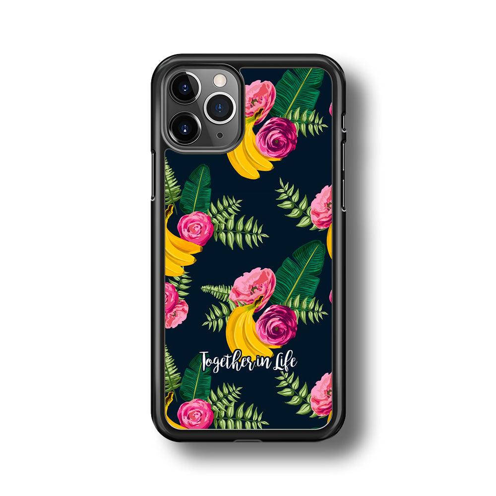 Word in Fruit Pattern 'Together in Life' iPhone 11 Pro Case-Rubber Black (2D Case)-Oxvistore