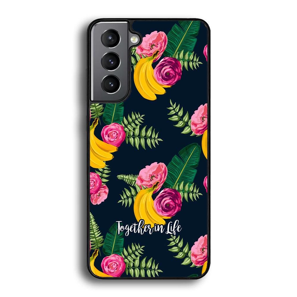 Word in Fruit Pattern 'Together in Life' Samsung Galaxy S21 Case-Rubber Black (2D Case)-Oxvistore