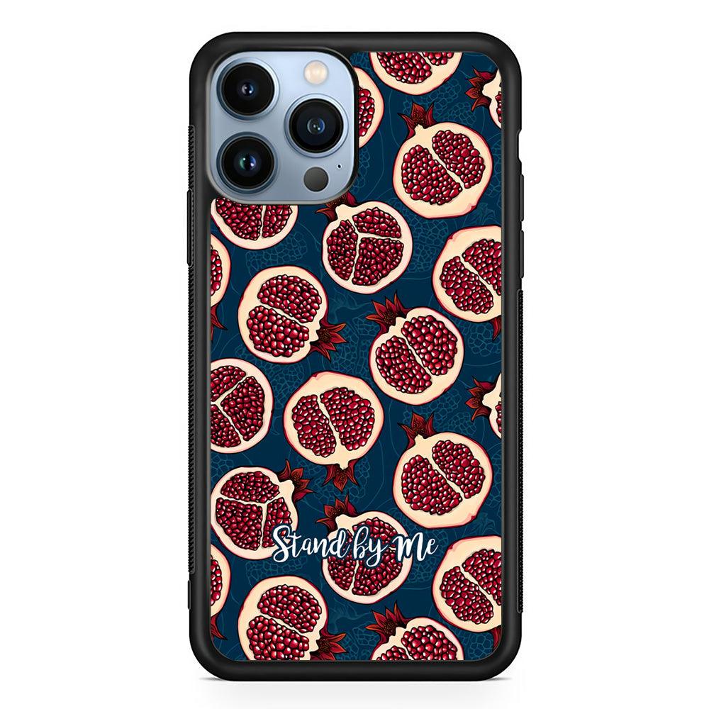 Word in Fruit Pattern 'Stand by Me' iPhone 14 Pro Max Case-Rubber Black (2D Case)-Oxvistore