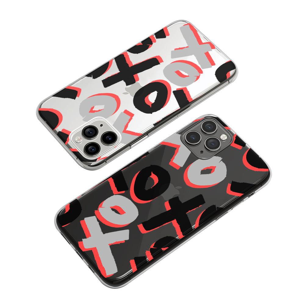 XO Patern with Pink Shadows Clear Soft Case-Oxvistore