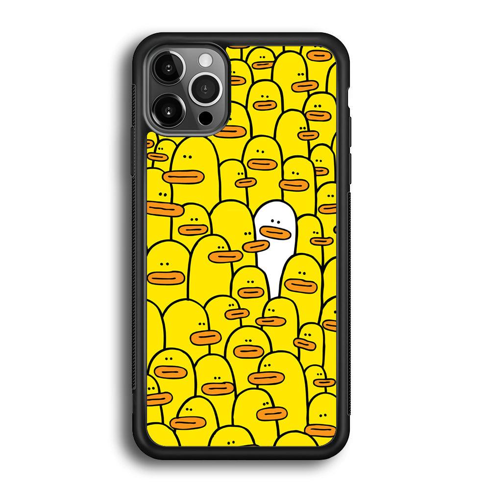 Yellow Duck Face Patern iPhone 12 Pro Max Case-Rubber Black (2D Case)-Oxvistore