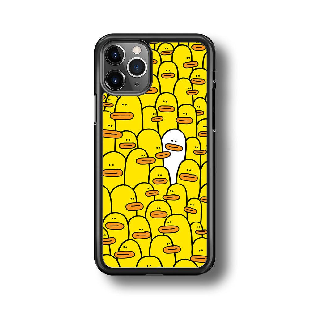 Yellow Duck Face Patern iPhone 11 Pro Case-Rubber Black (2D Case)-Oxvistore