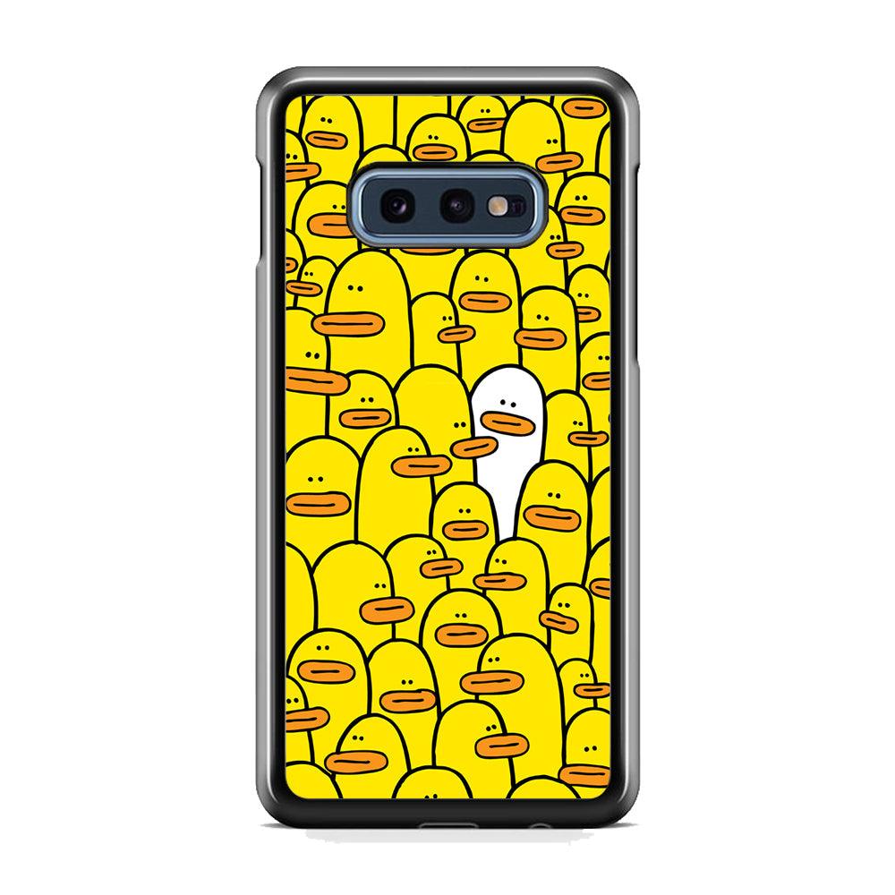 Yellow Duck Face Patern Samsung Galaxy S10E Case-Rubber Black (2D Case)-Oxvistore