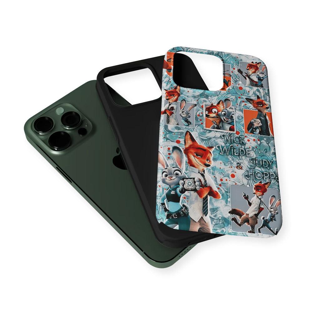 Zootopia Judy and Nick Aesthetic 2 in 1 Tough Phone Case-Oxvistore