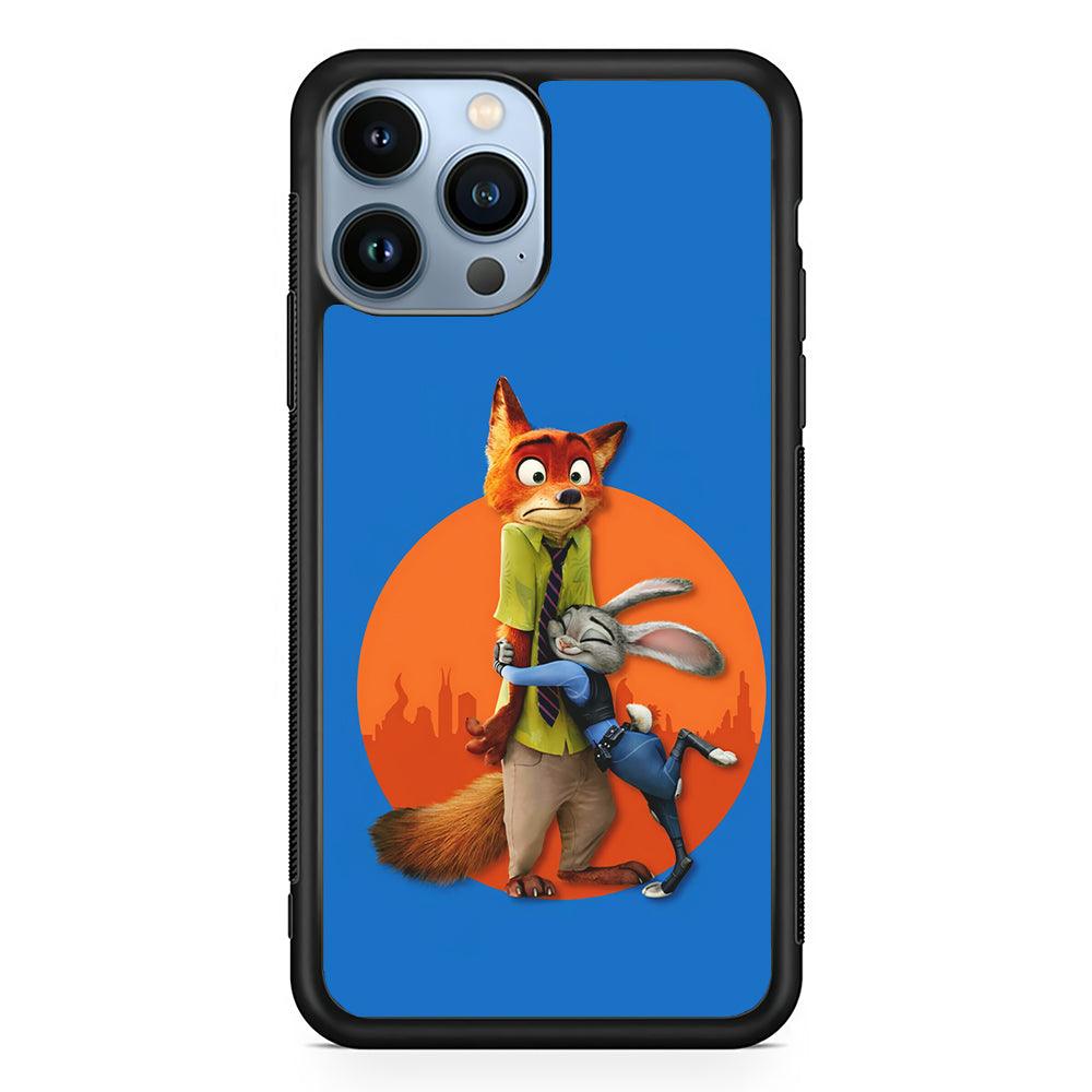 Zootopia Nick and Judy Hug 2D Rubber Phone Case-Black-Oxvistore