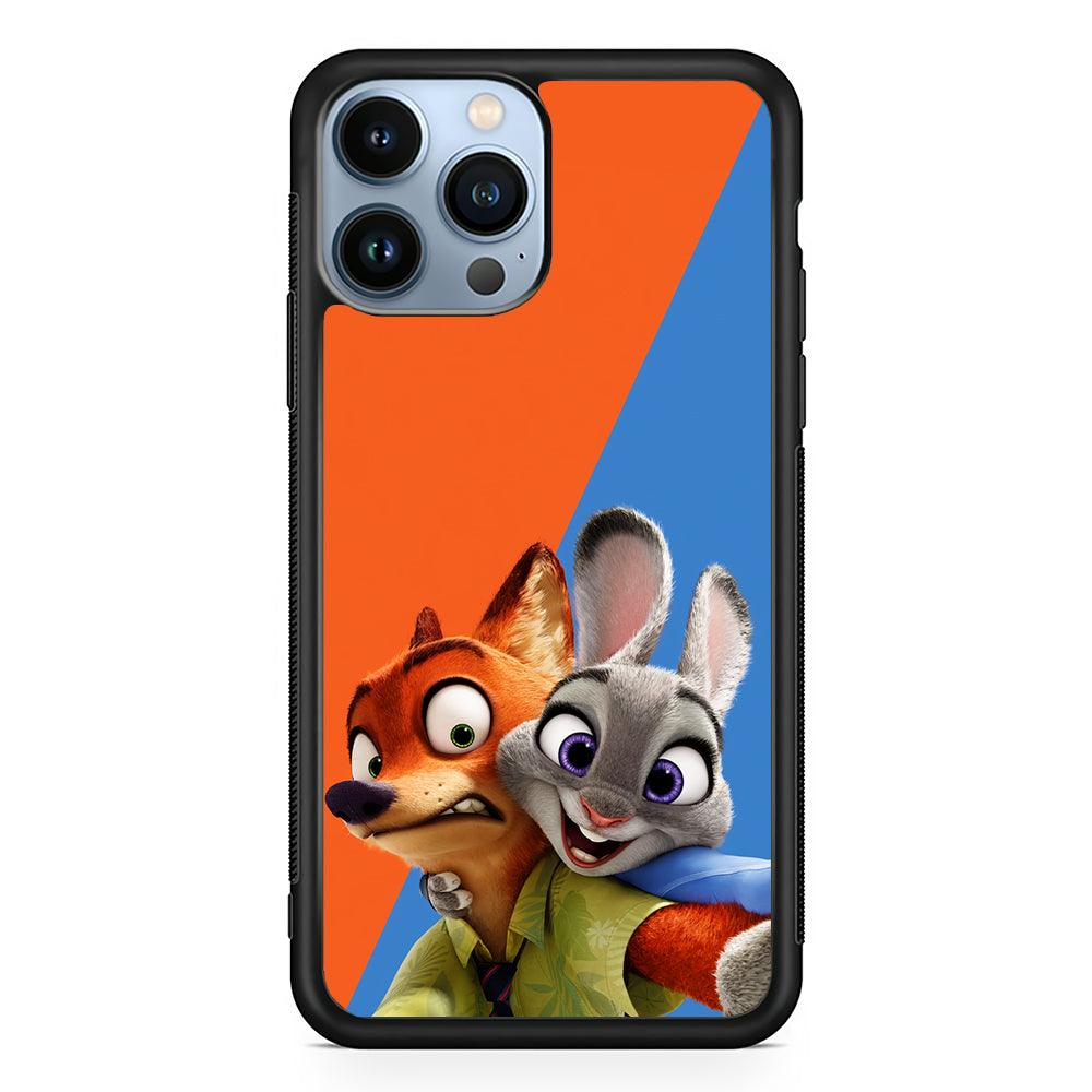 Zootopia Nick and Judy Selfie 2D Rubber Phone Case-Black-Oxvistore