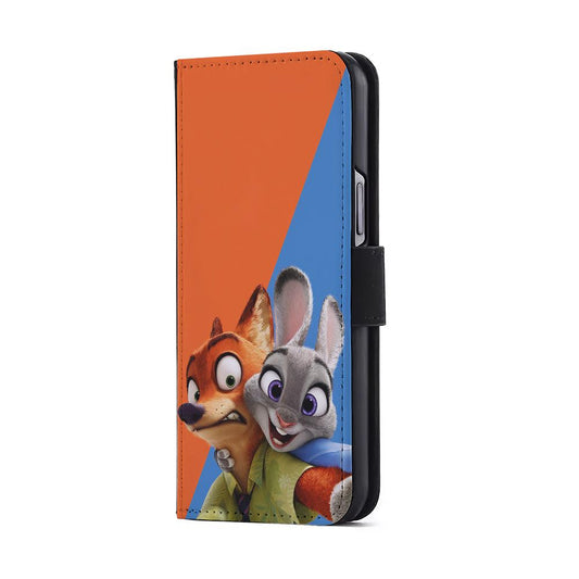 Zootopia Nick and Judy Selfie Flip Wallet Phone Case-Oxvistore