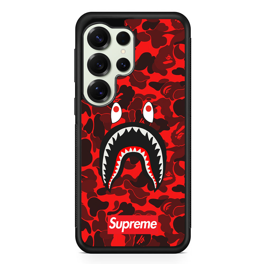 Bape Supreme Red Camo Samsung Galaxy S25 Ultra Case | Slim Rubber Case for Samsung Galaxy S25 Ultra
