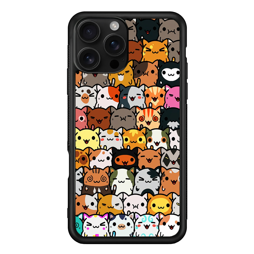 Kawaii Cute Cats Lovers Pattern iPhone 16 Pro Case | Durable Protective Case for iPhone 16 Pro