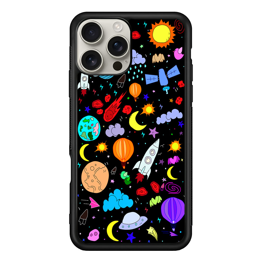 Cartoon Space Pattern iPhone 16 Pro Max Case | Stylish Protective Case for iPhone 16 Pro Max