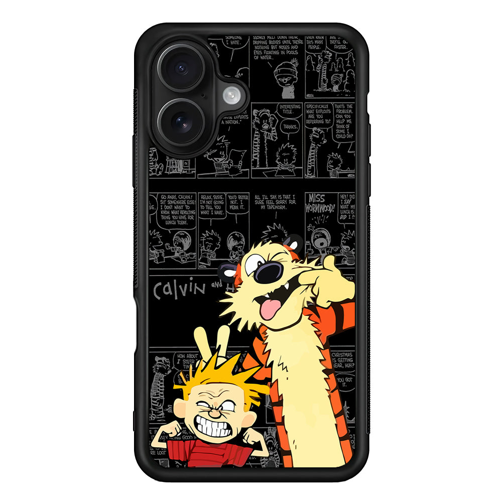 Calvin and Hobbes Comic Background iPhone 16 Case - Oxvistore