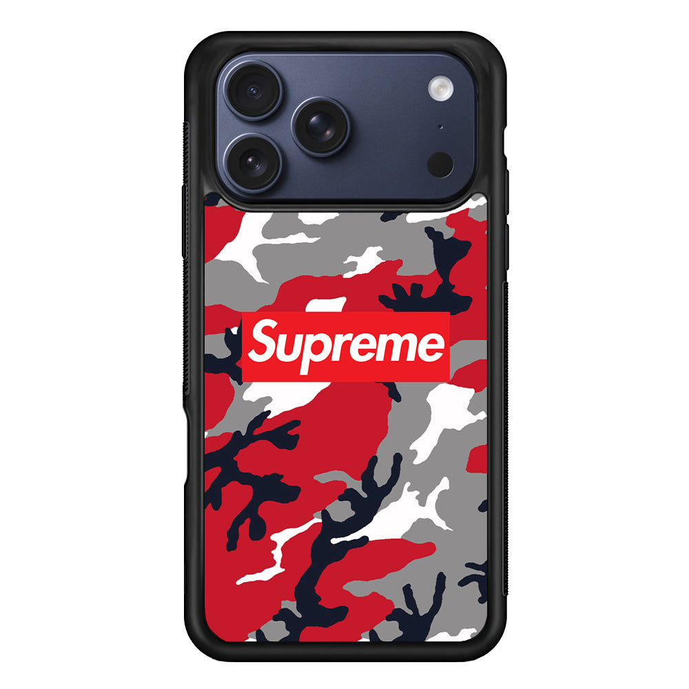 Supreme Camo Red iPhone 17 Pro Max Case | Slim Rubber Case for iPhone 17 Pro Max