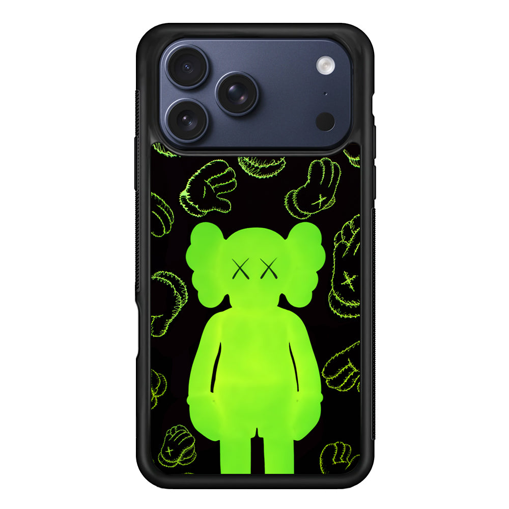 Kaws Doll Glowing Green iPhone 17 Pro Max Case | Slim Rubber Case for iPhone 17 Pro Max