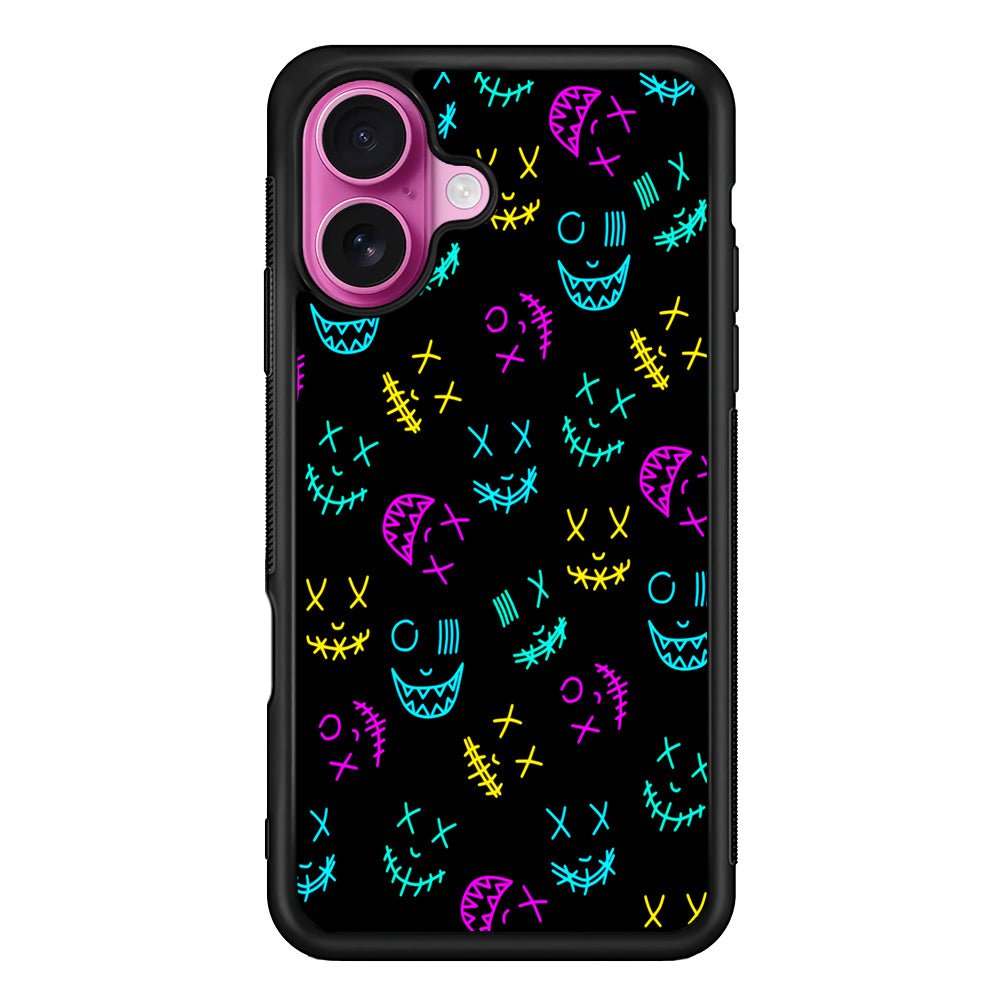 Neon Masks Smile iPhone 17 Case | Slim Protective Rubber Phone Cover