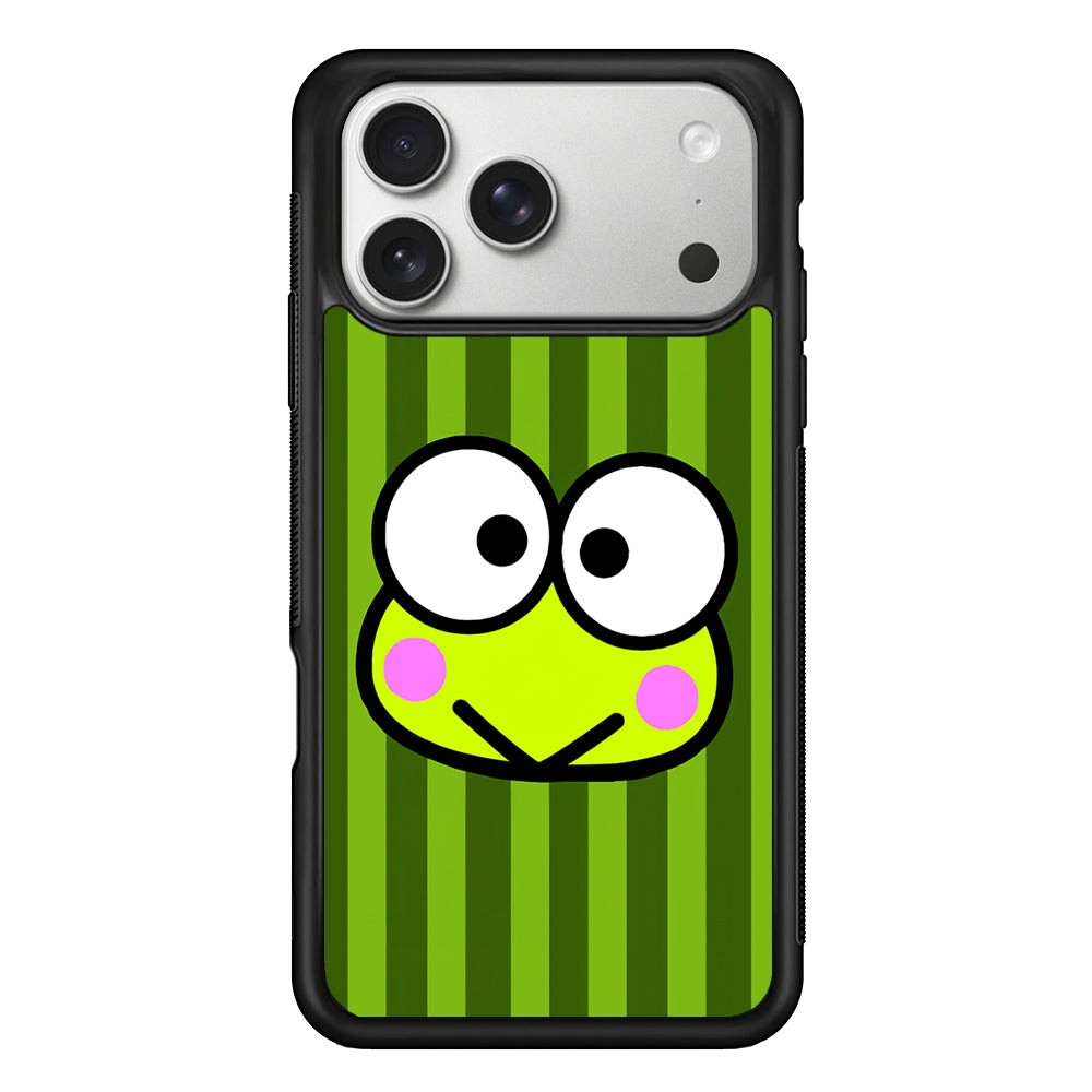 Cutes Keroppi Stripe Green iPhone 17 Pro Case | Slim Rubber Case for iPhone 17 Pro