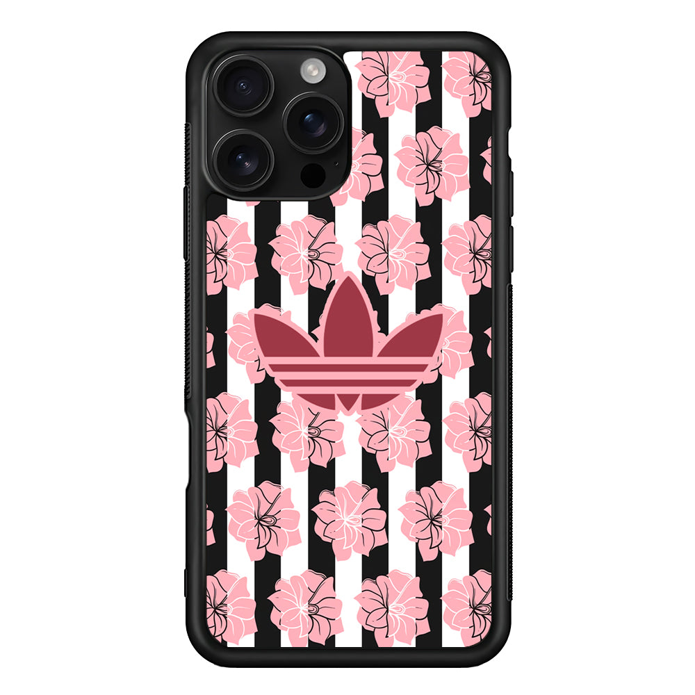 Adidas Pink Flowers iPhone 16 Pro Case - Stylish Protective Cover for iPhone 16 Pro